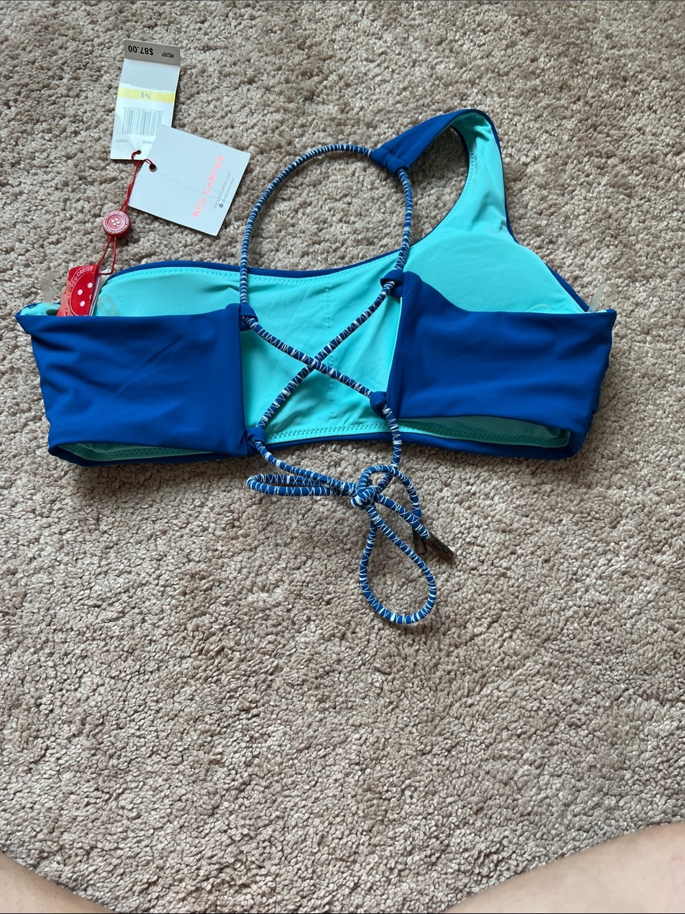 NWT Red Carter One-Shoulder Cobalt Blue Bikini Top - Picture 4 of 6
